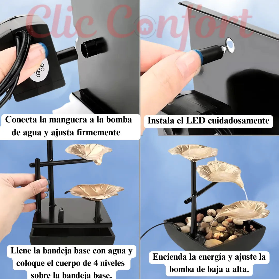 Fuente relajante Feng Shui + Luces LED - Transforma tu espacio en un oasis de tranquilidad
