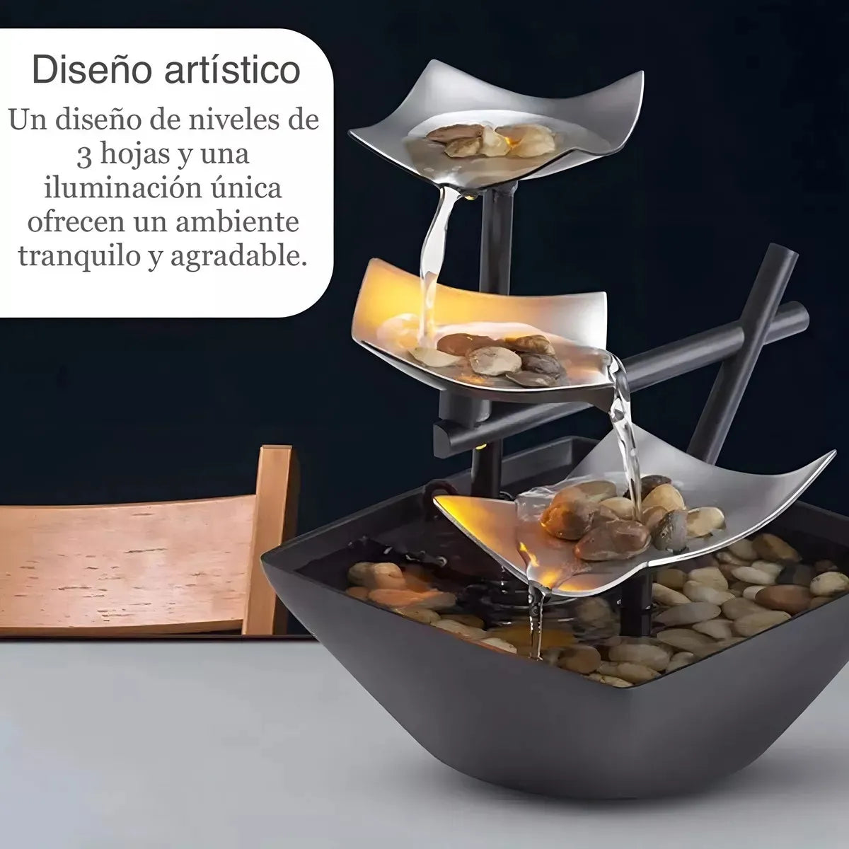 Fuente relajante Feng Shui + Luces LED - Transforma tu espacio en un oasis de tranquilidad