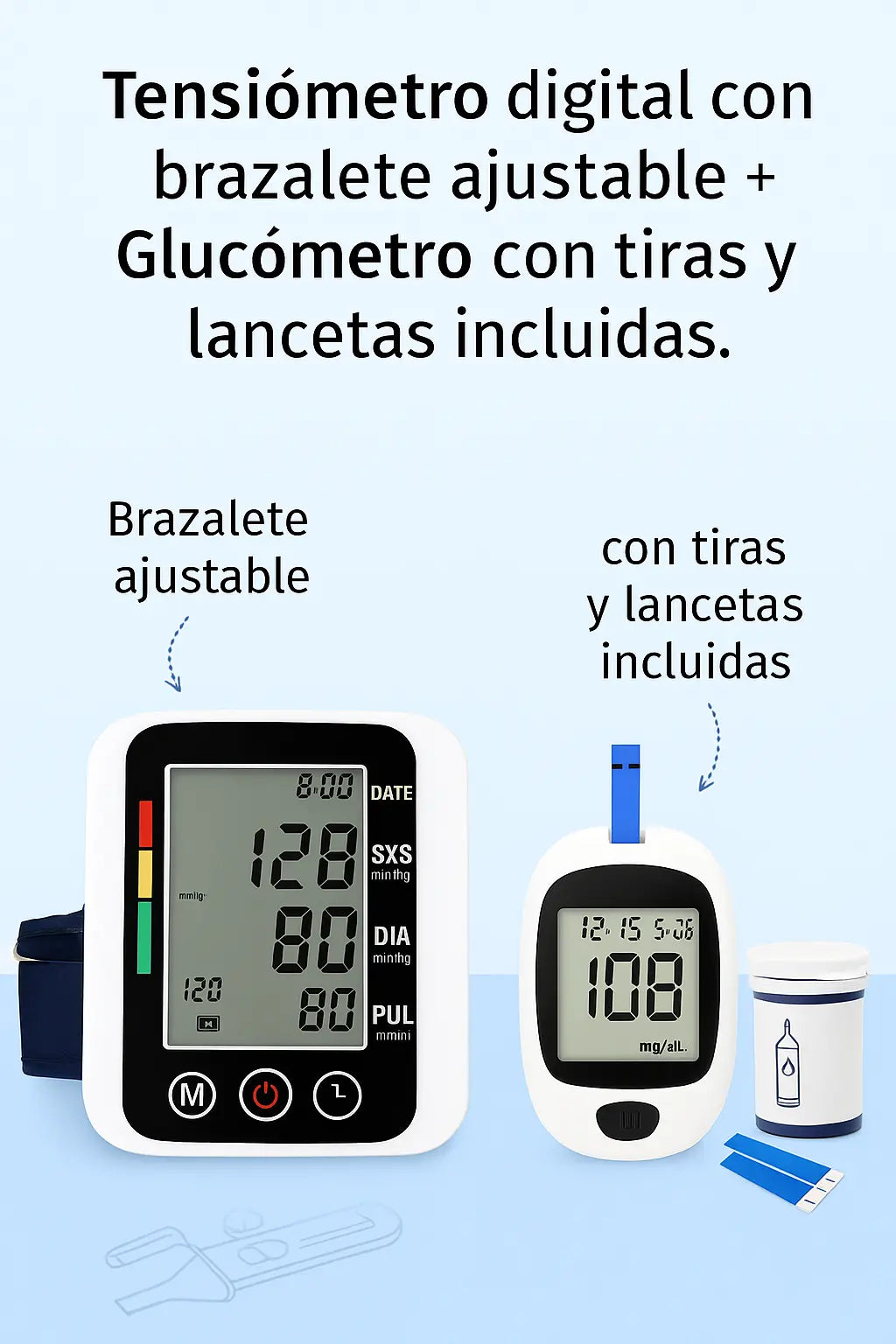 Combo Tensiómetro + Glucómetro Medplus - Toma tus signos rápidamente y en la comodidad de tu casa 🎁 HOY 50% DCTO