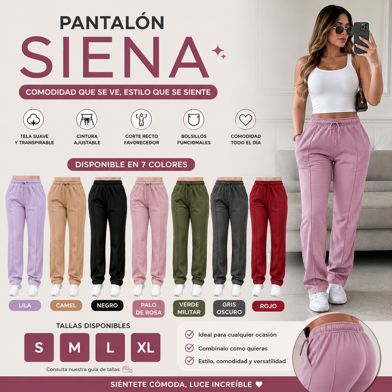 SET X 3 PANTALON SUDADERA SIENA; Comodidad y Estilo Todos los Días