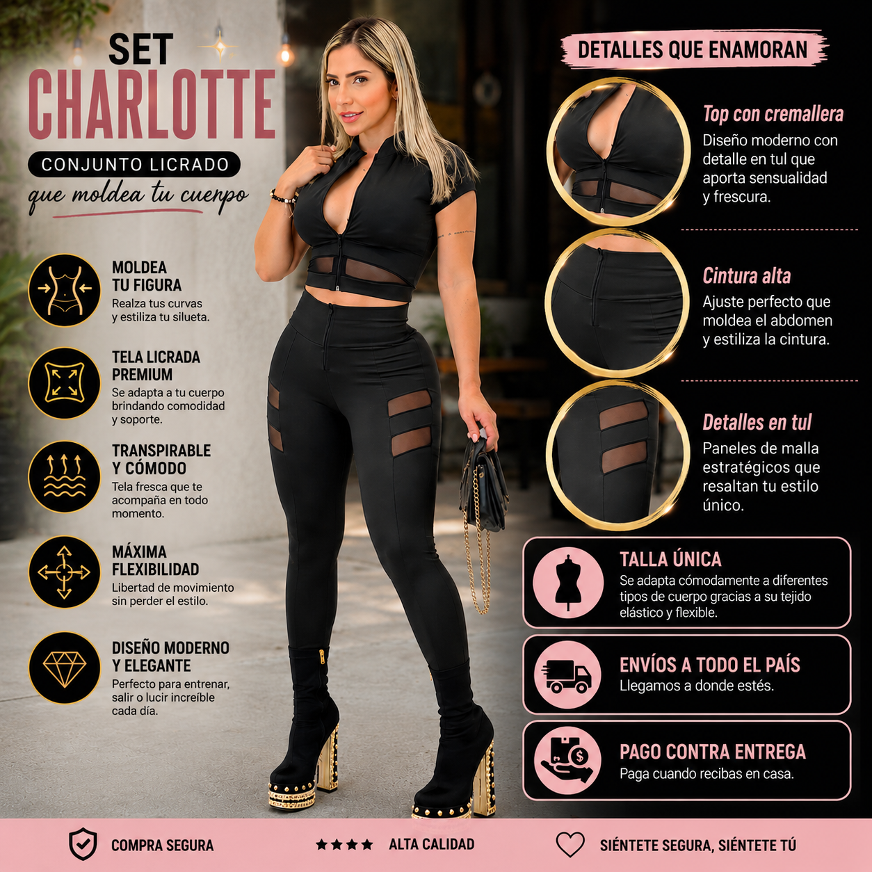 Set charlotte - Luce una figura más estilizada sin sacrificar tu comodidad! (Pantalón + blusa)