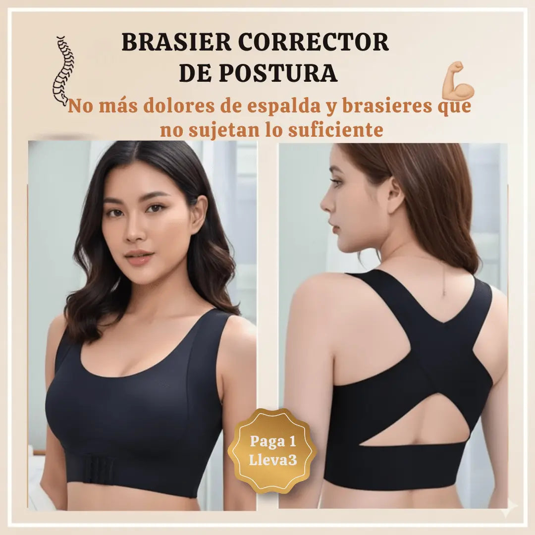 PAGA 1 y LLEVA 3 Brasier corrector de Postura con copa universal -  Corrige tu postura y realza tus senos sin apretar🎁(Blanco, negro y beige)