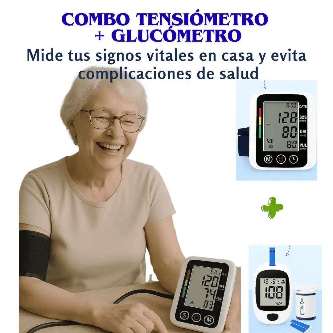 Combo Tensiómetro + Glucómetro Medplus - Toma tus signos rápidamente y en la comodidad de tu casa 🎁 HOY 50% DCTO