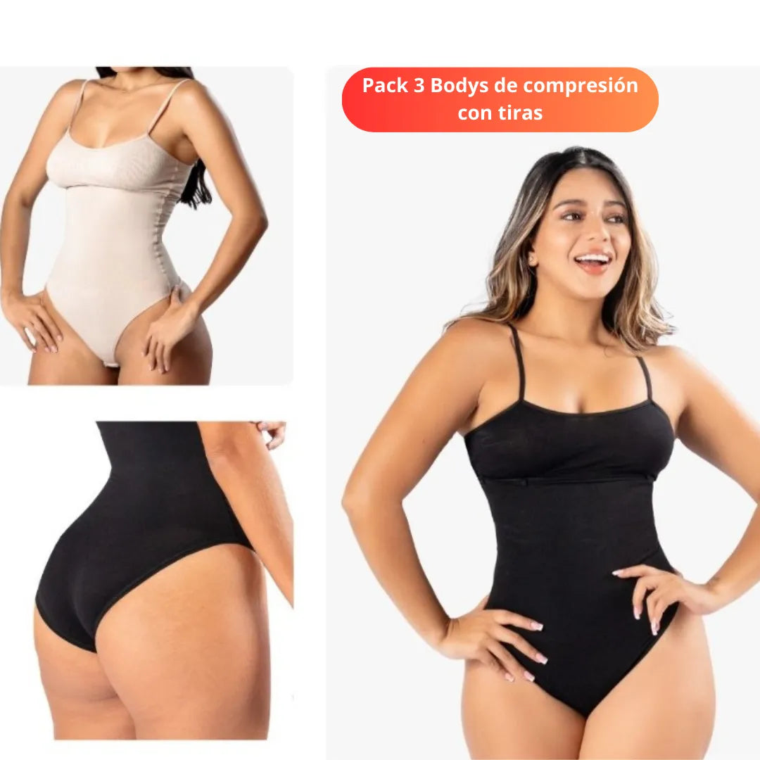 PAGUE 1 Y LLEVE 3 Body de compresión con tiras - Moldea tu cintura y esconde los rollitos 🔥 Últimas unidades