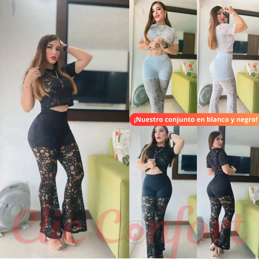 Conjunto blusa y Pantalón con tiro alto para moldear el abdomen, la cintura y la cola - 🎁50% DCTO