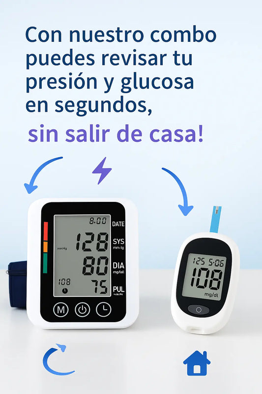 Combo Tensiómetro + Glucómetro Medplus - Toma tus signos rápidamente y en la comodidad de tu casa 🎁 HOY 50% DCTO
