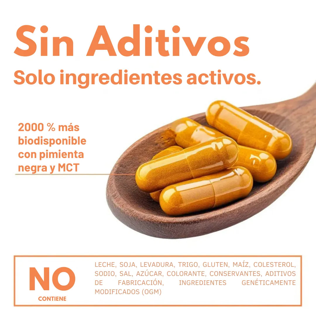 Cápsulas de Cúrcuma - Reduce la inflamación y mejora la salud intestinal y digestión.