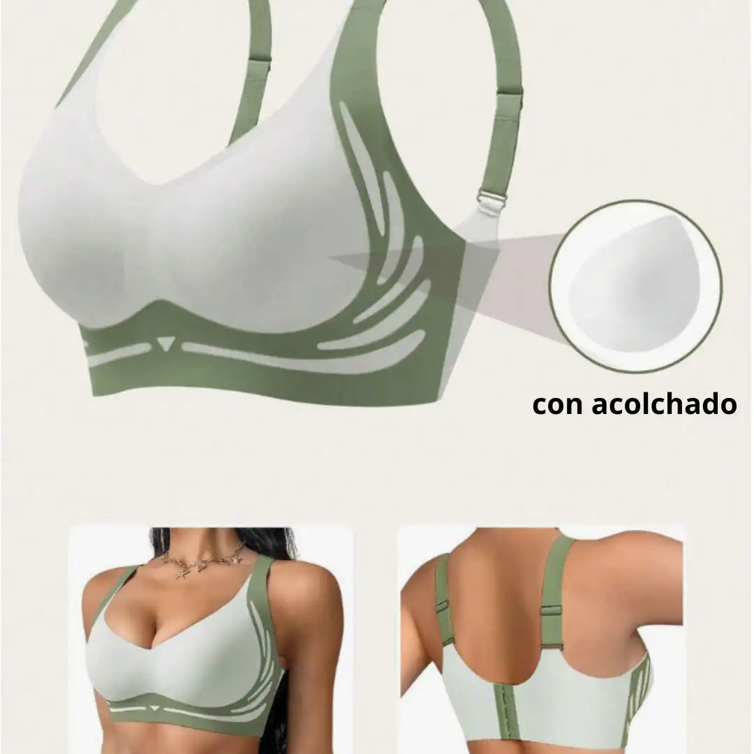 PACK X 3 Combo brasier push-up reafirmante sin varillas y costuras-Comodidad real, soporte diario y ajuste perfecto.🎁(Beige,negro,azul y verde)