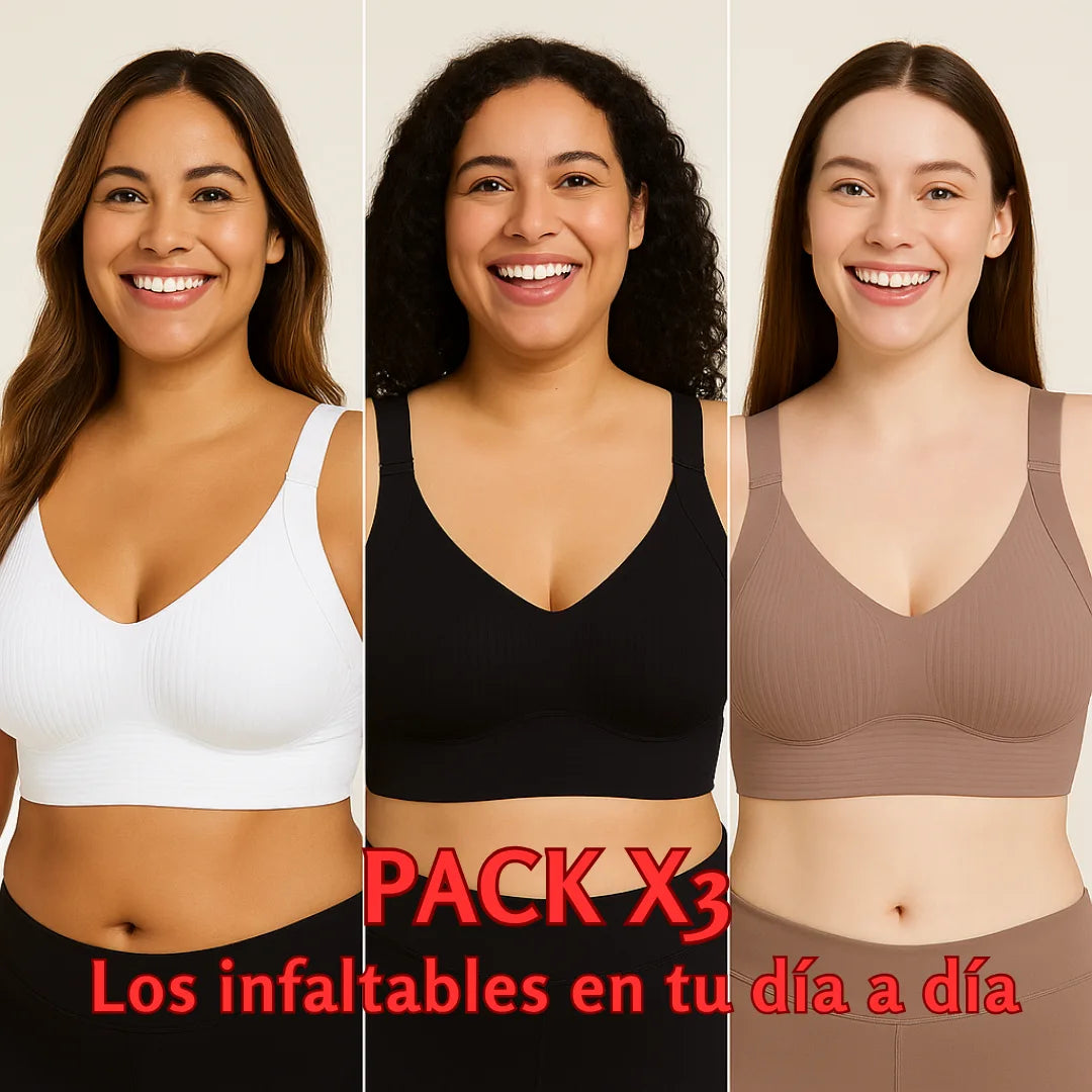PACK X 3 Combo Brasier sin varilla ConfortBra -  Realza tu forma natural sin apretar. La comodidad que mereces 🎁(Blanco, negro y cocoa)