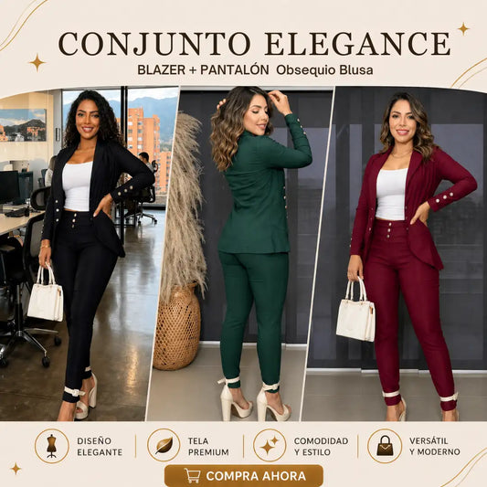 Conjunto Elegance: Blazer + Pantalón 🎁 Blusa de obsequio