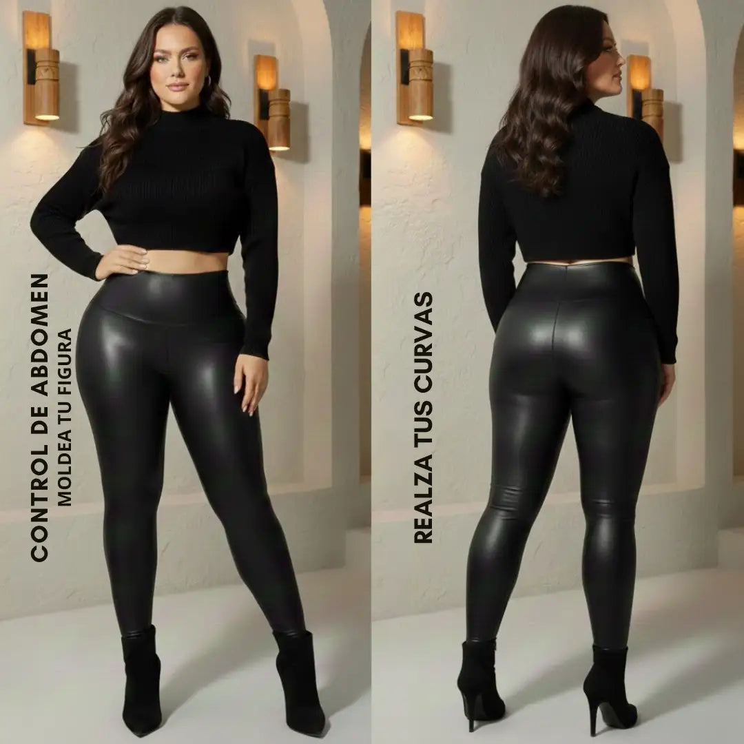 Pantalón Efecto Cuero Premium -  Tiro alto, control abdomen, levanta cola y moldea tu figura.🔥