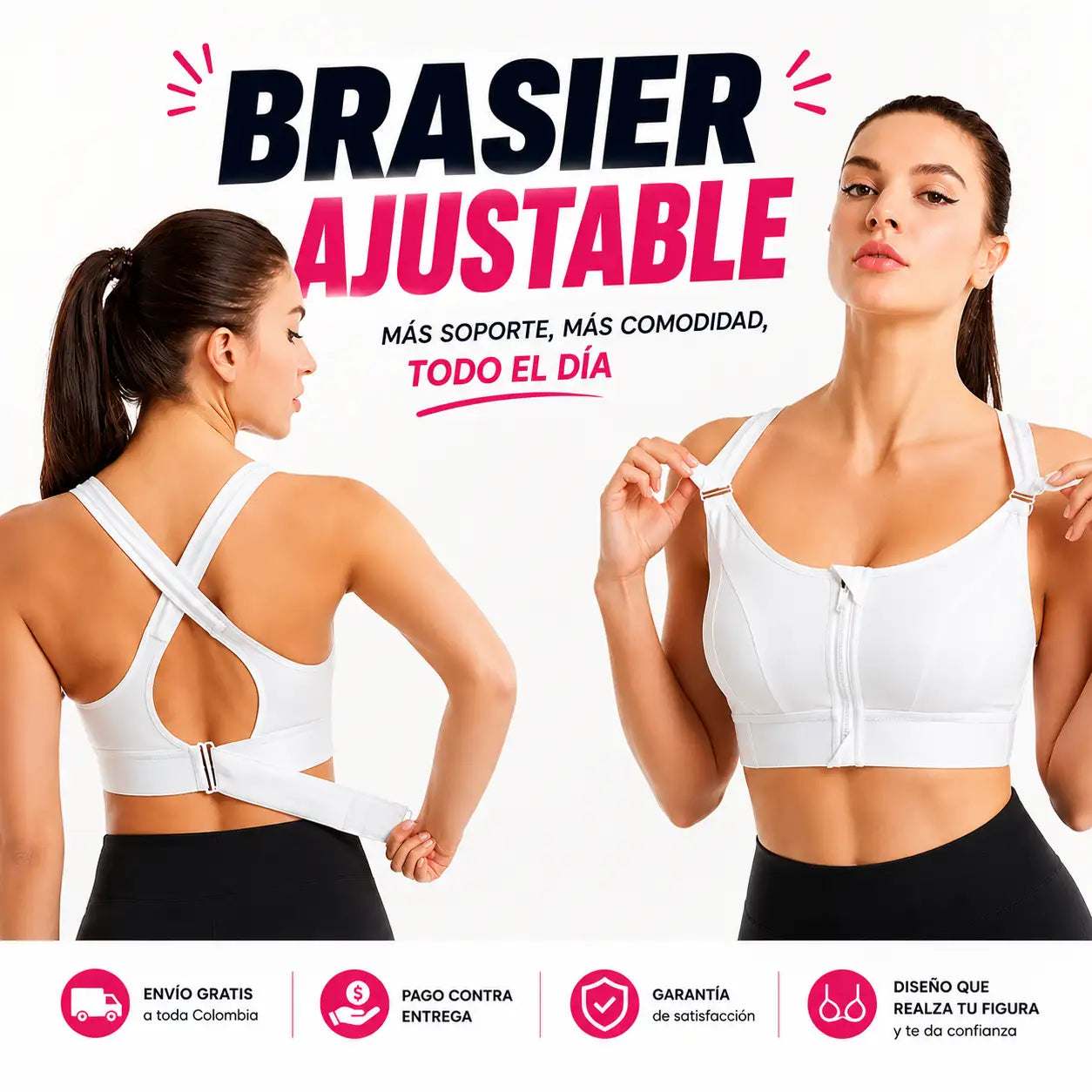 PAGA 1 Y LLEVA 3 - Brasier ajustable- corrige tu postura y realza tu busto sin apretar.