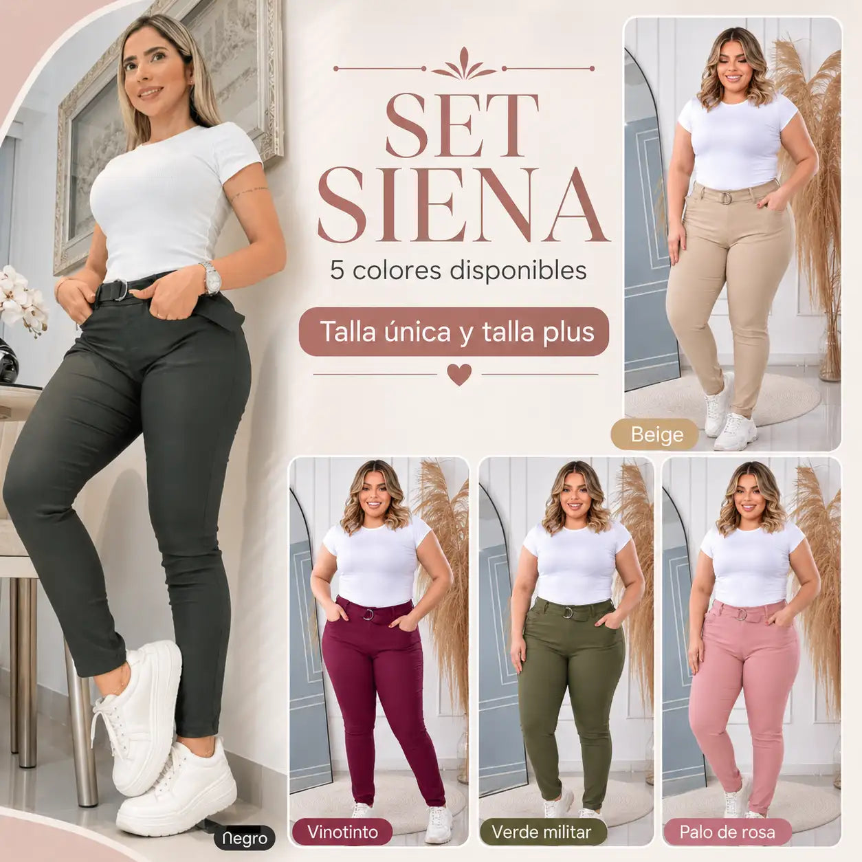SET SIENA PANTALON Y CAMISETA + OBSEQUIO CINTURON : Todo lo que necesitas para verte linda.