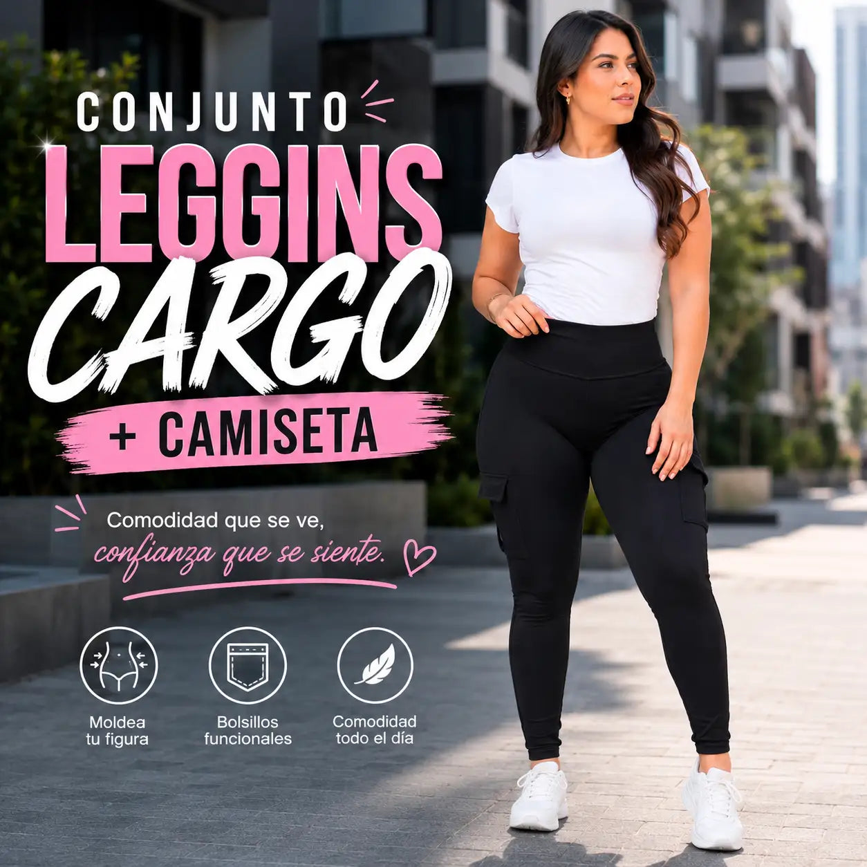 Conjunto leggins cargo + camiseta - Miles de mujeres están eligiendo este conjunto por su comodidad, estilo y practicidad.