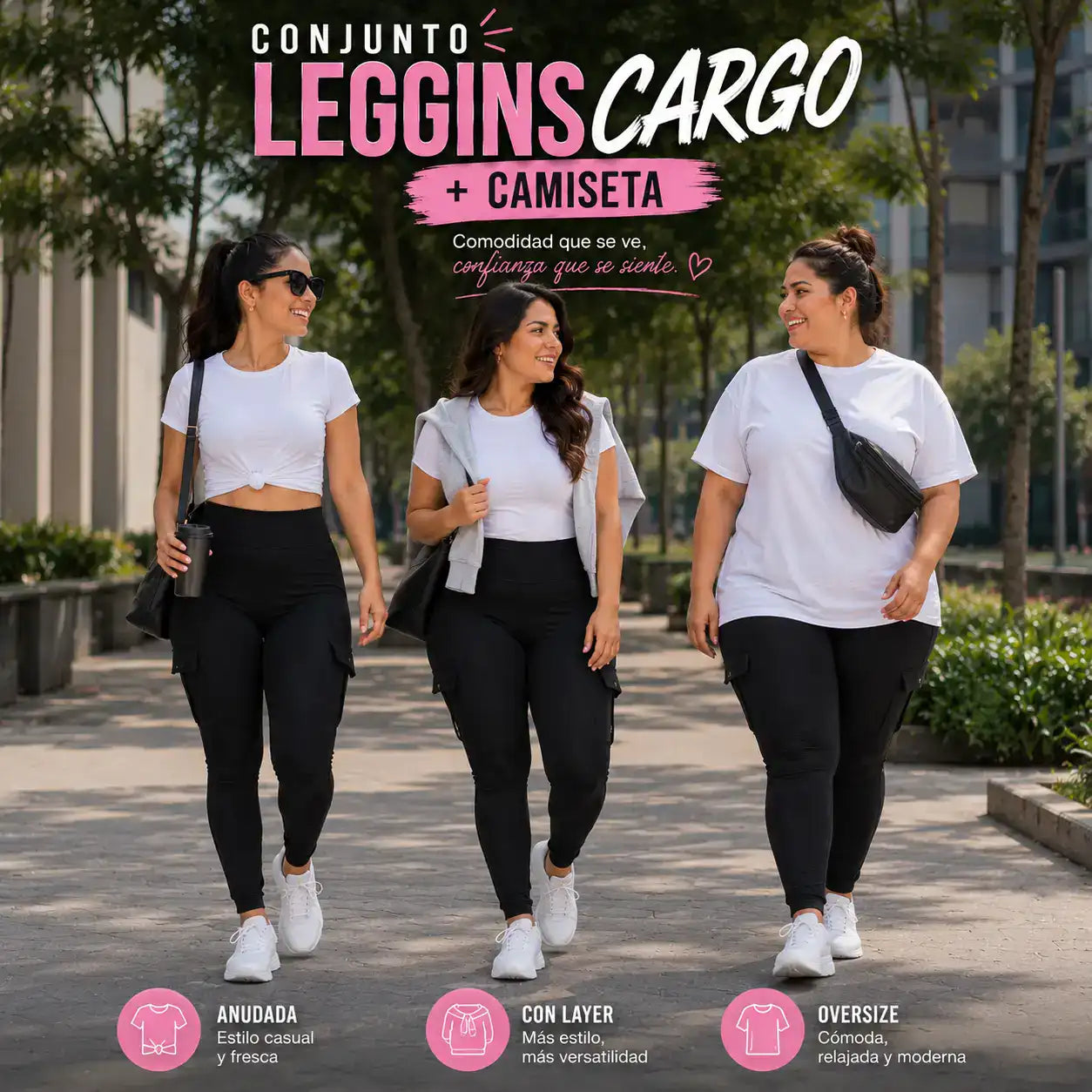Conjunto leggins cargo + camiseta - Miles de mujeres están eligiendo este conjunto por su comodidad, estilo y practicidad.
