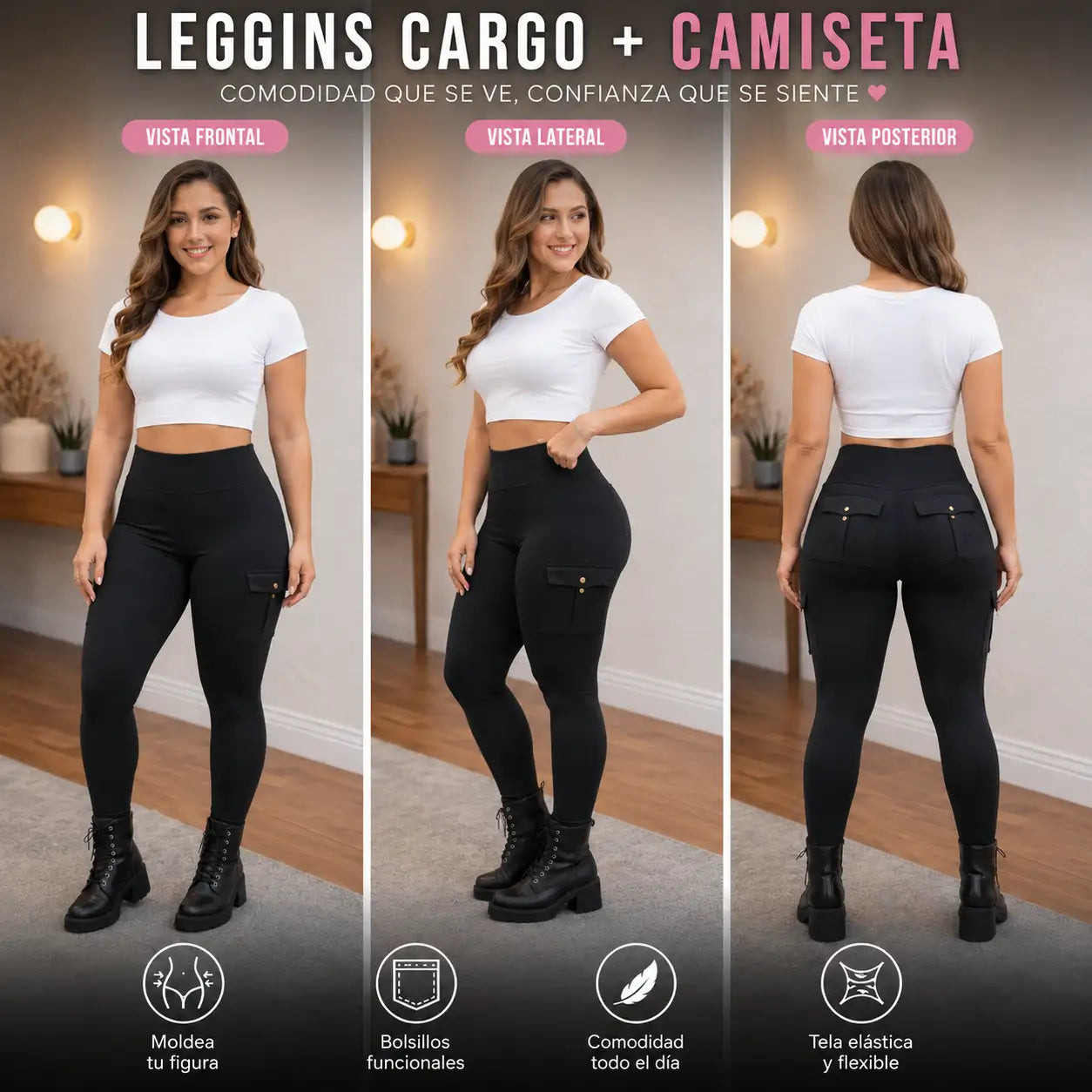 Conjunto leggins cargo + camiseta - Miles de mujeres están eligiendo este conjunto por su comodidad, estilo y practicidad.