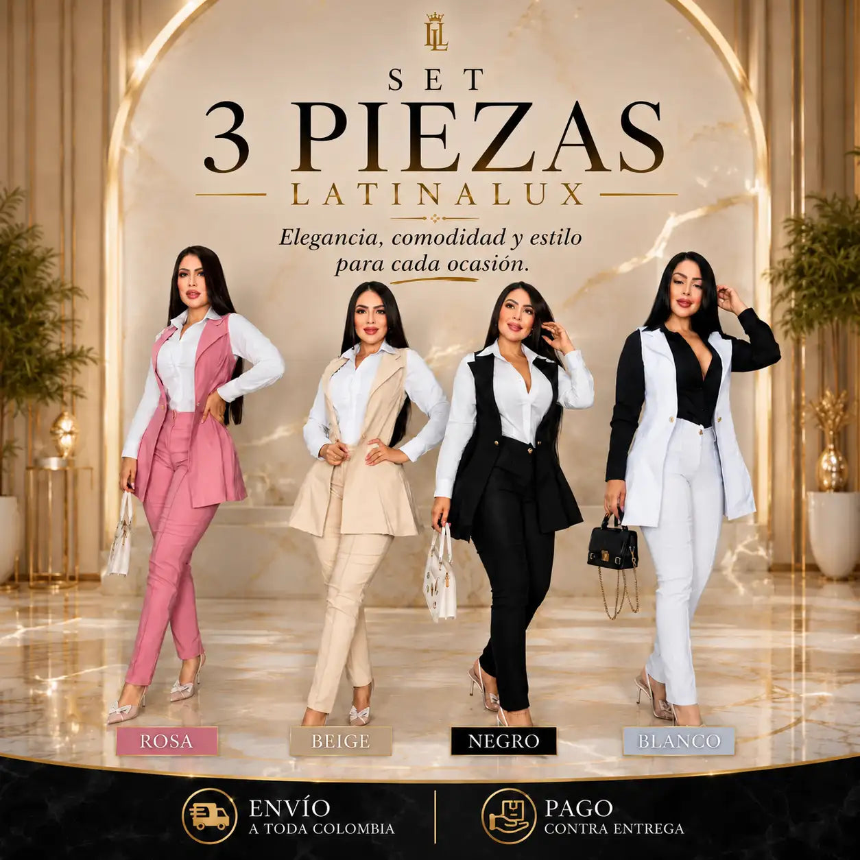 SET 3 PIEZAS LATINA LUX-  Chaleco + pantalon 🎁 camisa de obsequio