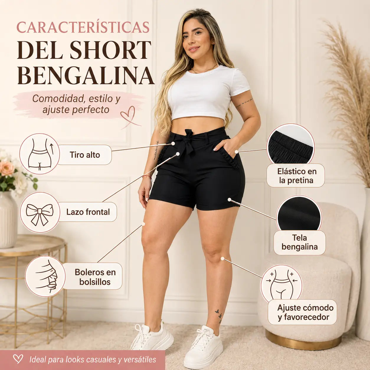 PAGA 1 Y LLEVA 3! SHORT EN BENGALINA - Ideal para lucir tus piernas y verte espectacular.
