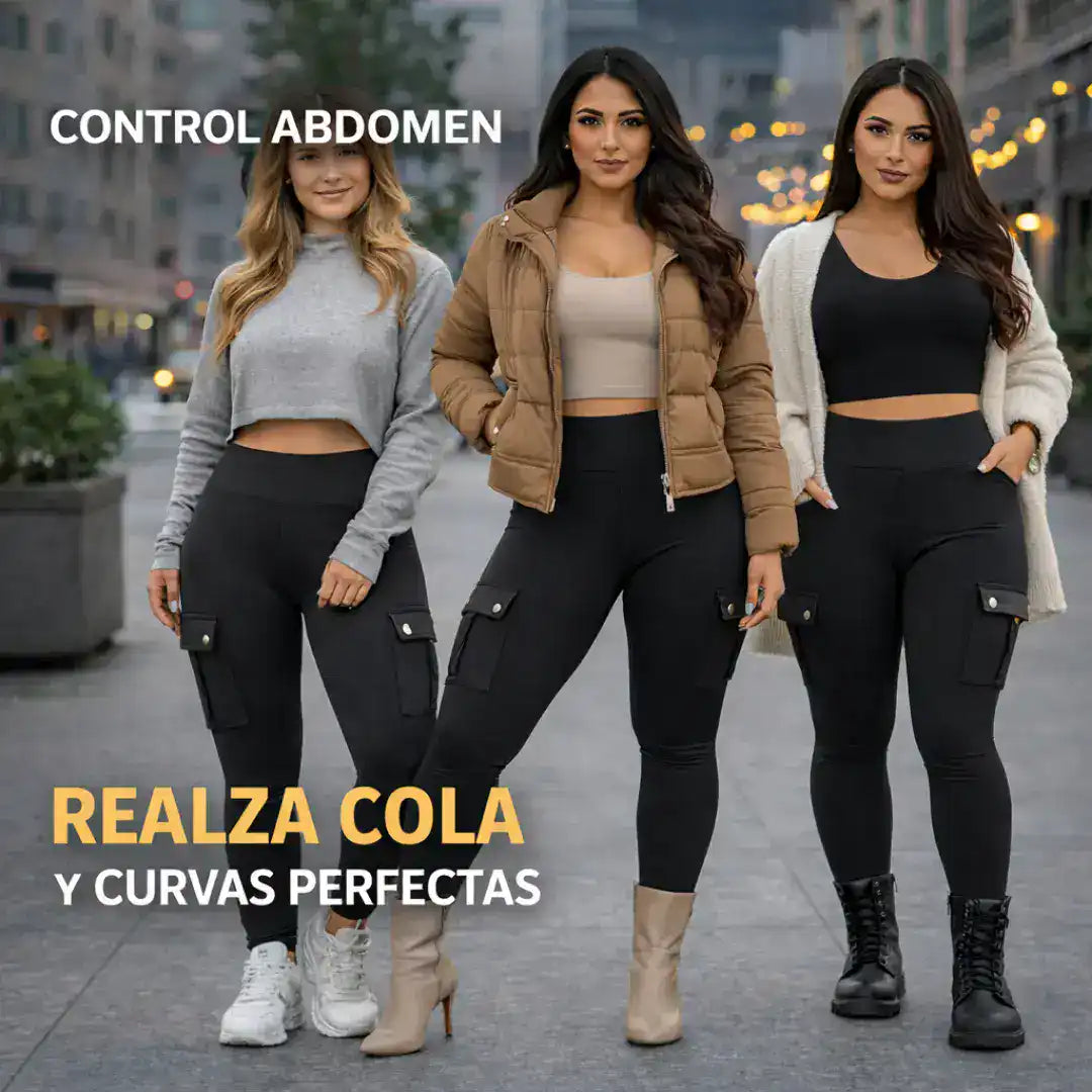 Leggins Cargo Latinalux - Levanta cola, control abdomen y bolsillos.🔥 Últimas unidades
