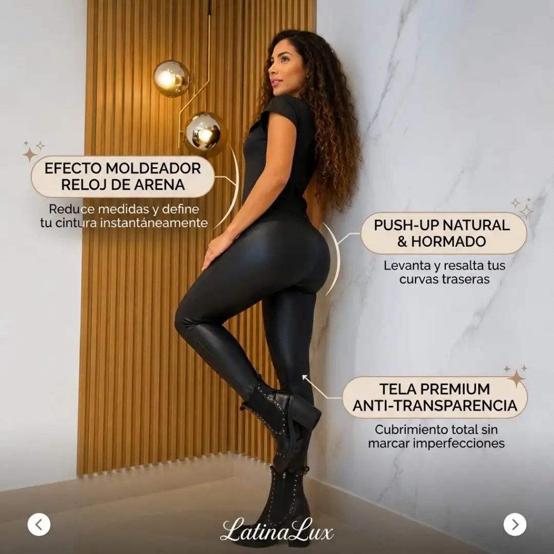 Enterizo LatinaLux  Tipo Cuero– Efecto reloj de arena, levanta cola control de abdomen y realza tu figura.