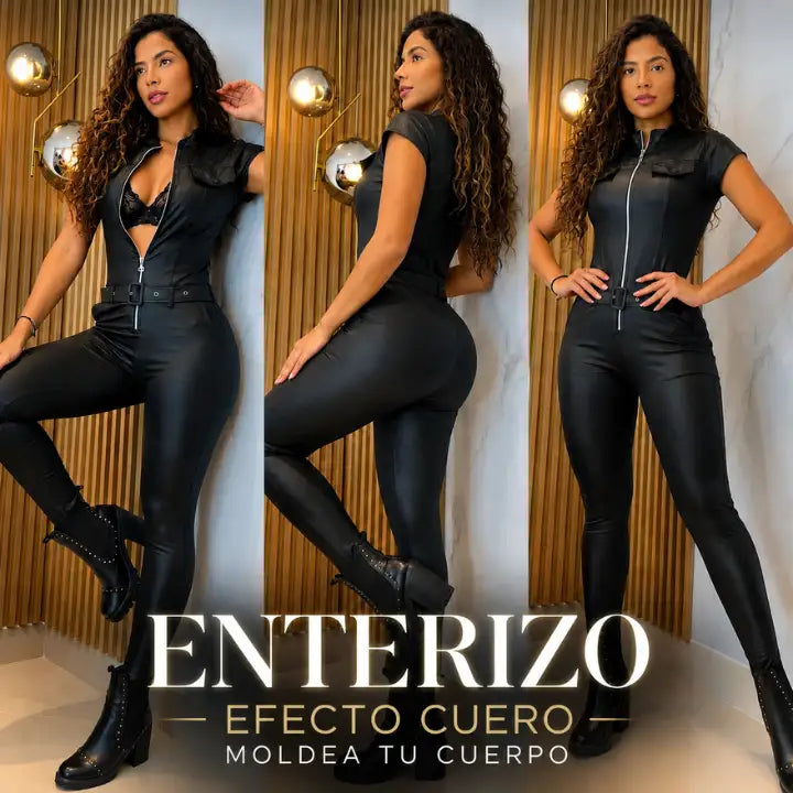 Enterizo LatinaLux  Tipo Cuero– Efecto reloj de arena, levanta cola control de abdomen y realza tu figura.