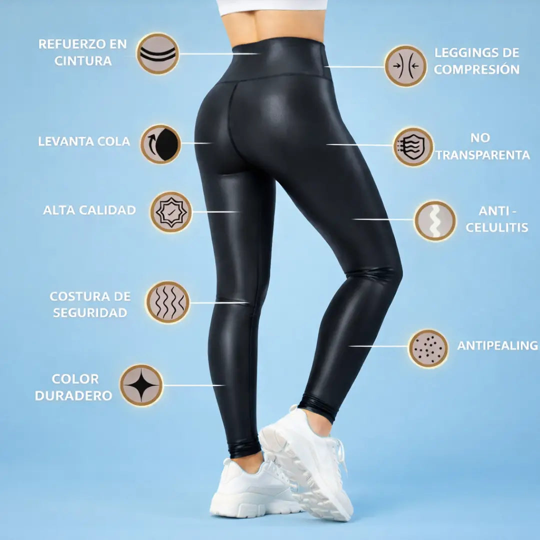 Pantalón Efecto Cuero Premium -  Tiro alto, control abdomen, levanta cola y moldea tu figura.🔥