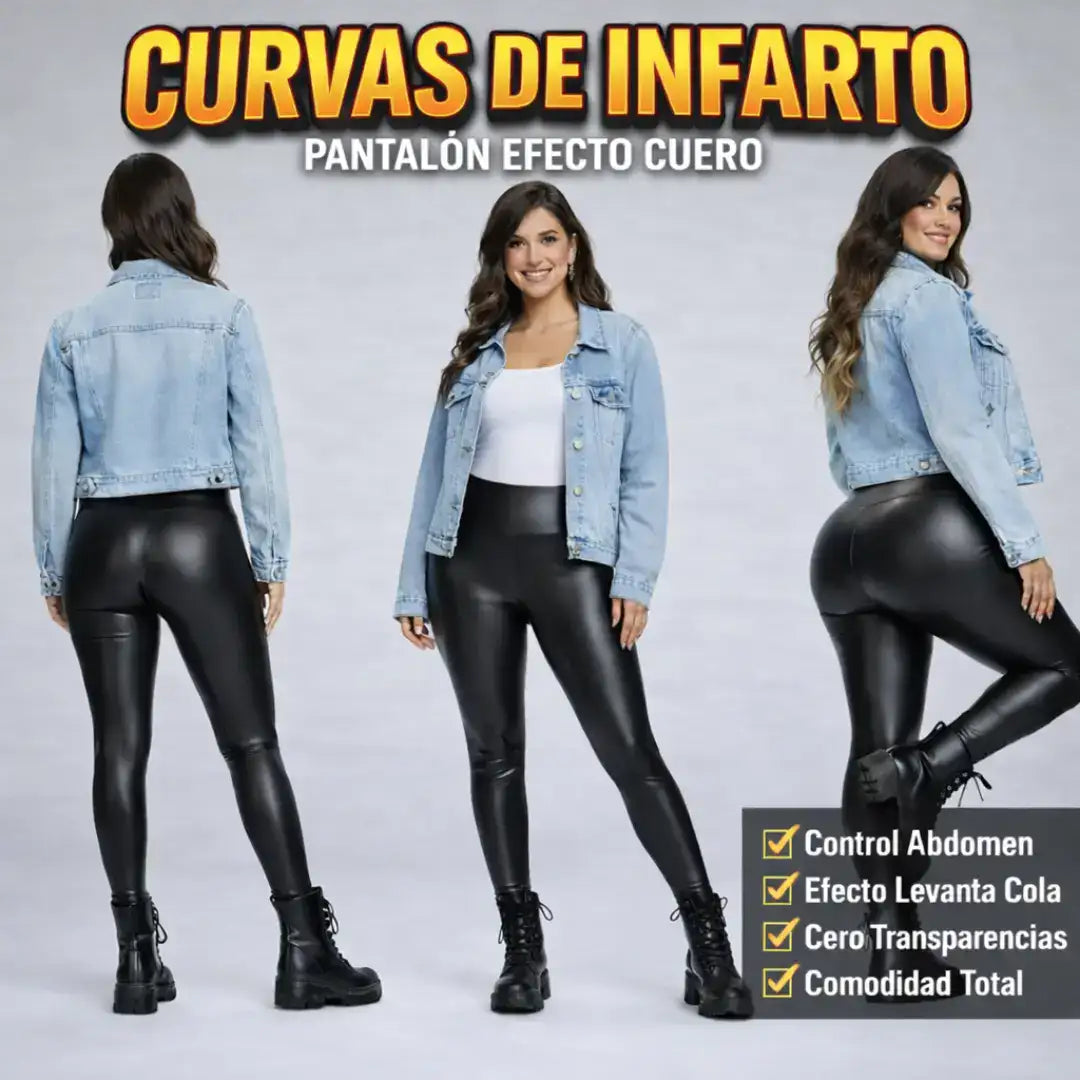 Pantalón Efecto Cuero Premium -  Tiro alto, control abdomen, levanta cola y moldea tu figura.🔥