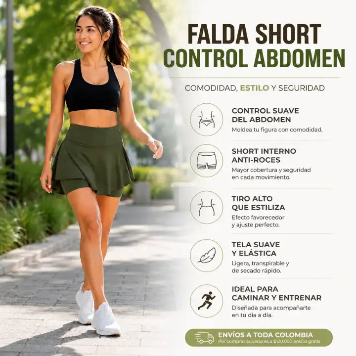 Falda Short Control De Abdomen-Moldea tu cintura y te brinda mayor seguridad en cada movimiento.