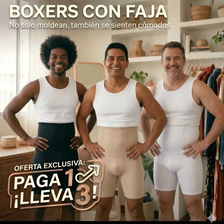 PAGA 1 LLEVA 3 - Bóxer control abdomen - Reduce 1 talla, moldea tu figura y te sentirás más seguro