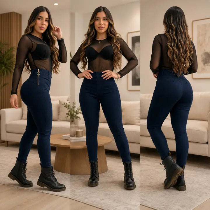 Jeans Navy Latinalux-Levanta cola, control abdomen y realza tu figura.