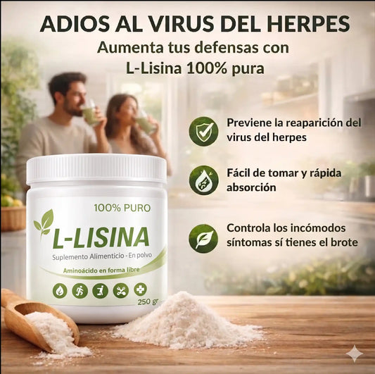 L-Lisina Pura 100% en Polvo: Controla el brote de herpes en tu cuerpo y evita su reaparición.