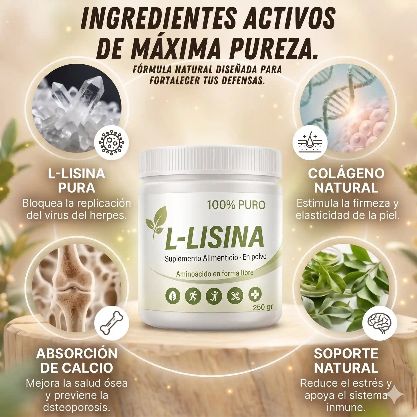 L-Lisina Pura 100% en Polvo: Controla el brote de herpes en tu cuerpo y evita su reaparición.
