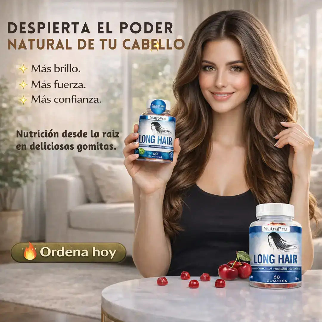 Long Hair Gomitas con Biotina- Recupera la fuerza y el brillo de tu cabello desde la raíz.