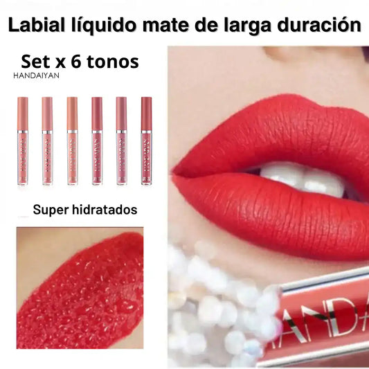 Set x 6 Labiales líquido mate Handaiyan – Labios que enamoran todo el día, color que perdura.🎁HOY 50% DCTO