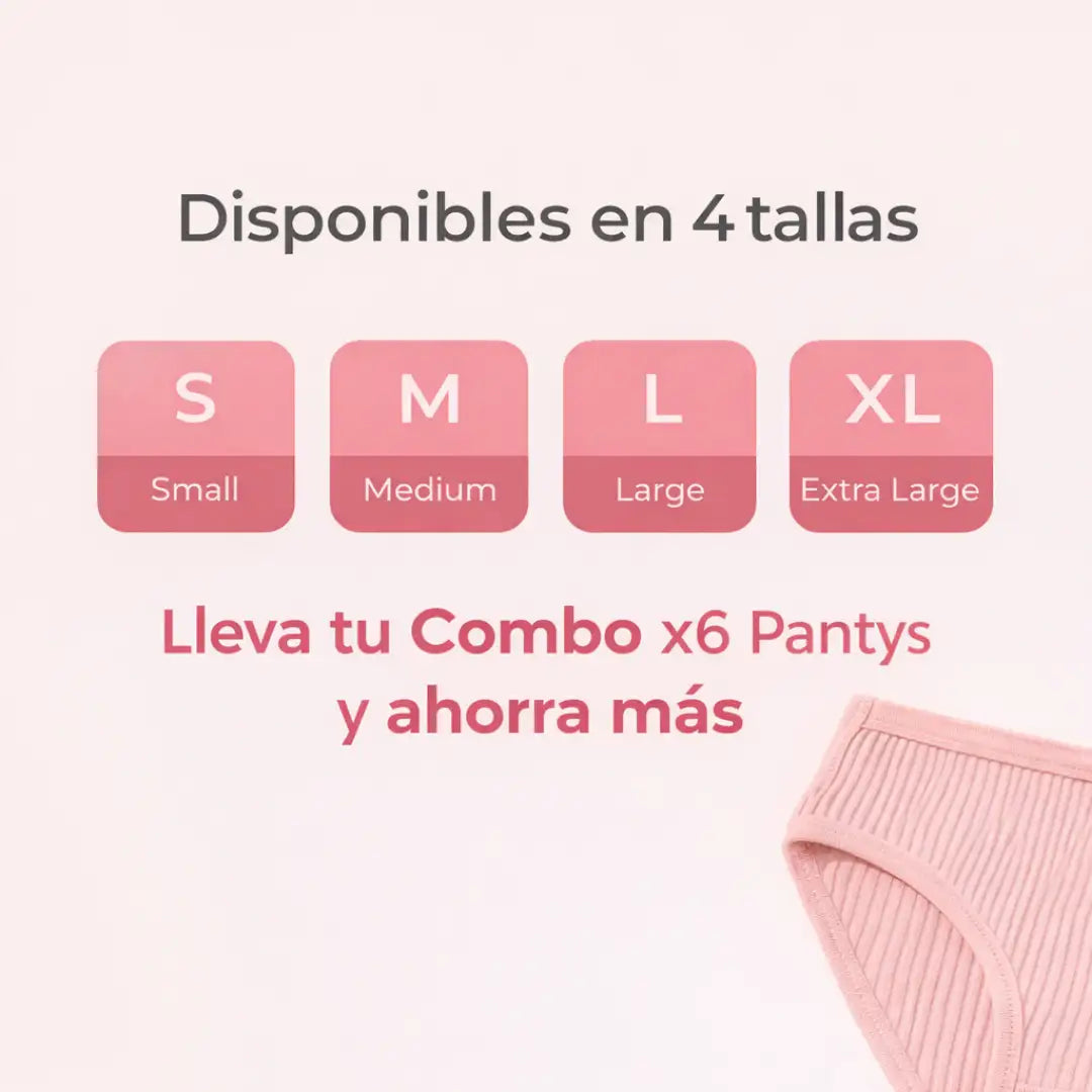 Pantys Comfort Pack x 6 de Algodón – Luce Cómoda, sexy y segura todo el día.🎁 Oferta por hoy