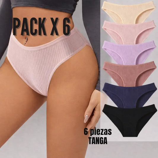 Pantys de algodón tipo tanga Pack x6 unidades: No marcan, no aprietan y no pican.