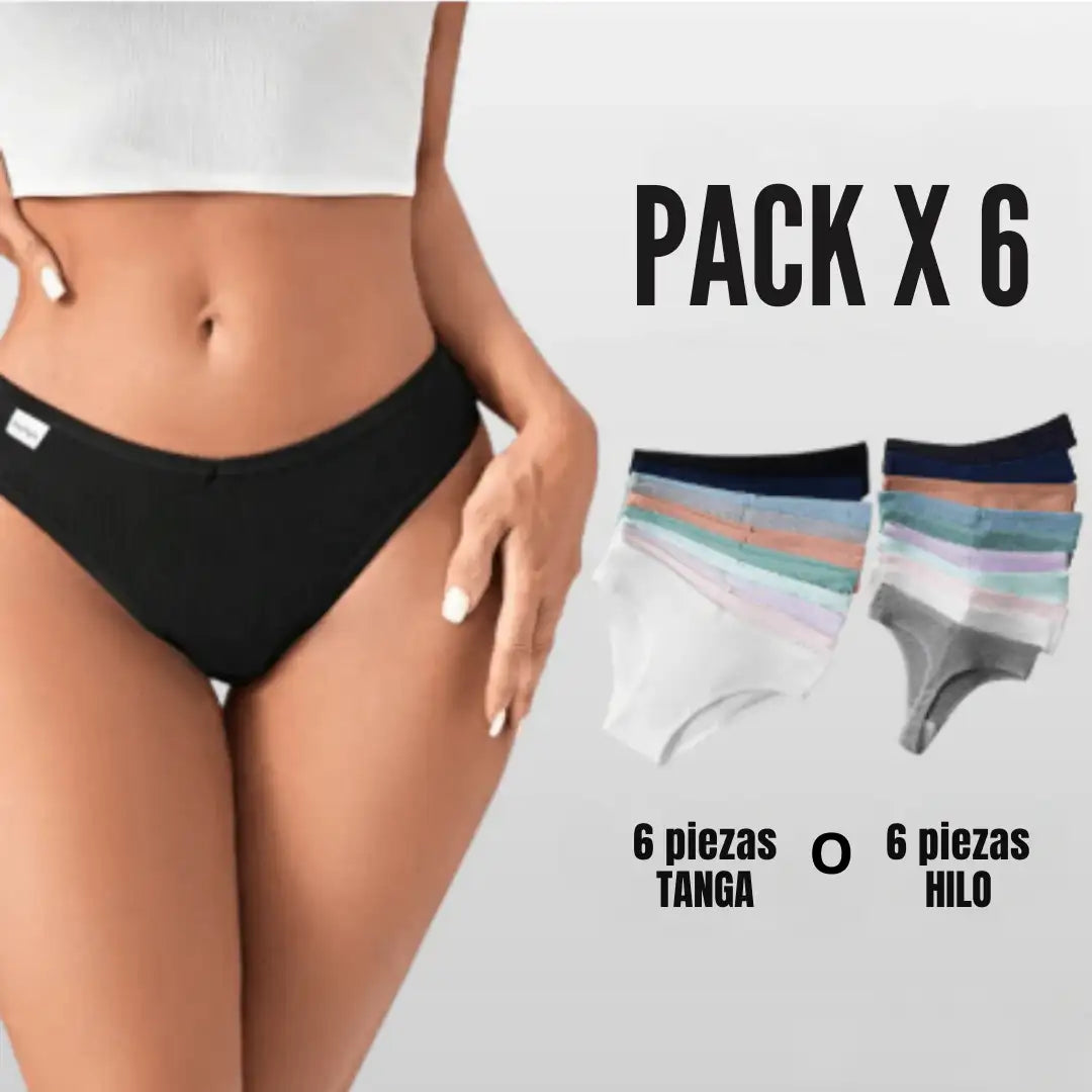 Pantys Comfort Pack x 6 de Algodón – Luce Cómoda, sexy y segura todo el día.🎁 Oferta por hoy